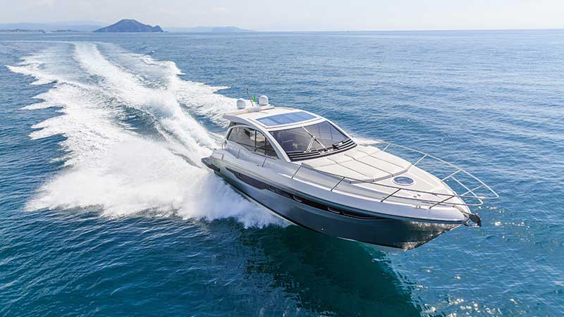 a high performance speed boat glides across the water