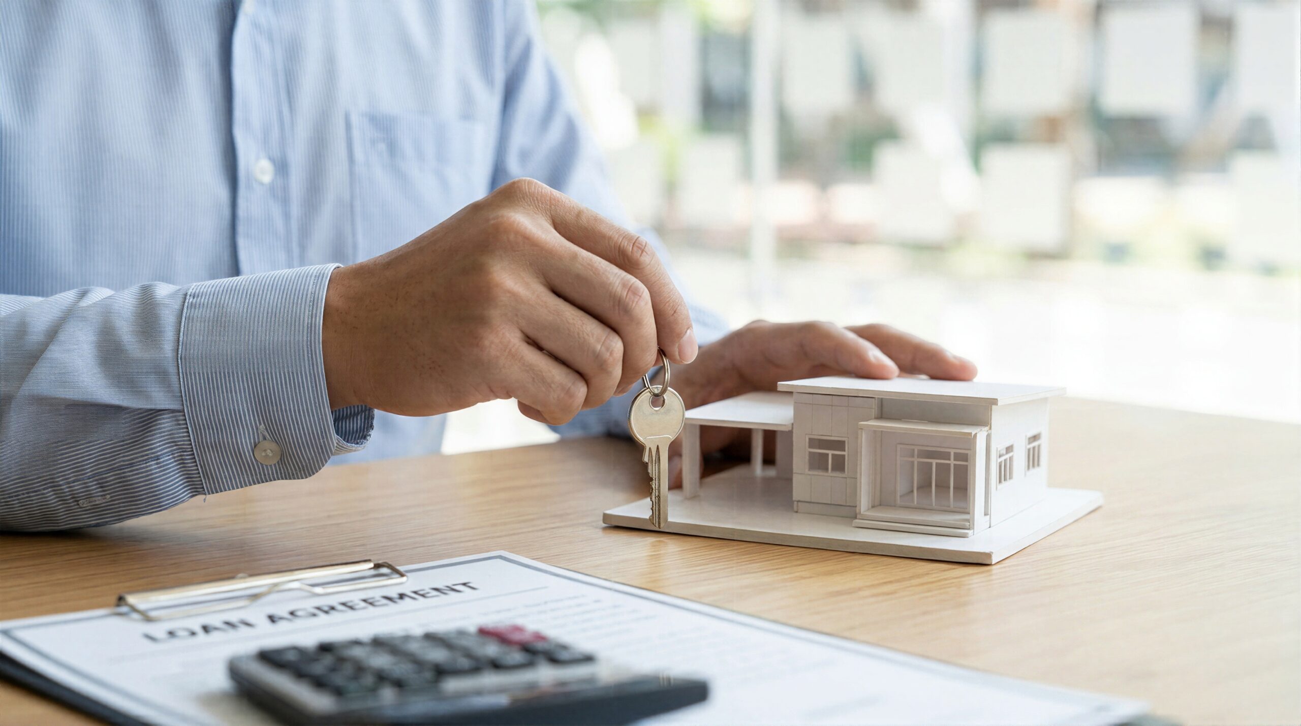 New landlord reviewing rental property insurance coverage with an insurance agent, highlighting the need for the right policy before renting out a property.
