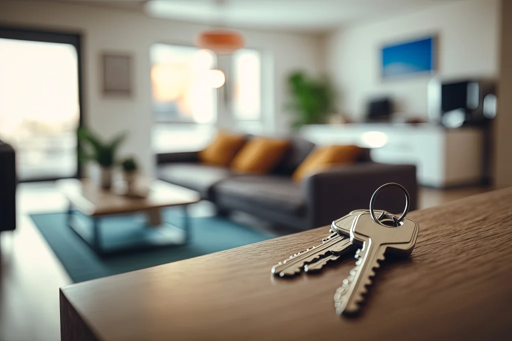Rental property insurance concept showing a landlord protecting a non-owner-occupied home and accounting for tenant-related risks.