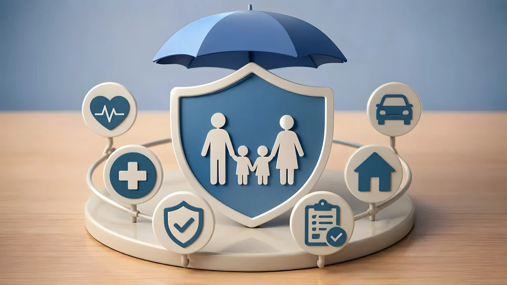 Homeowner reviewing an umbrella insurance checklist covering assets, existing liability limits, and personal risk factors.