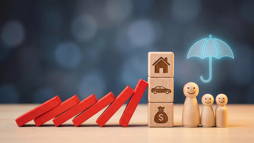 Umbrella insurance concept showing extra liability protection covering a major financial loss after underlying auto insurance limits have been exhausted.